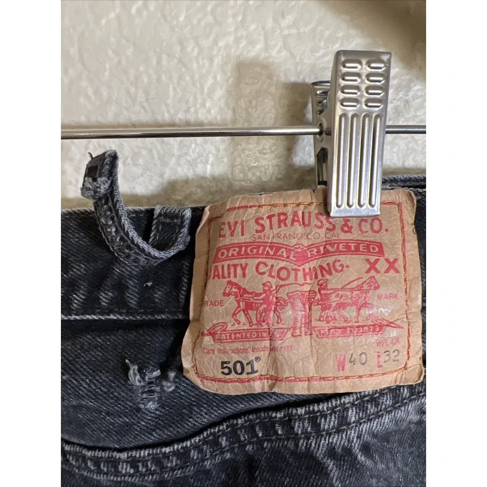 Vintage Levi 501 Jeans 2000's Denim Black Buttonfly Size 40x32‎